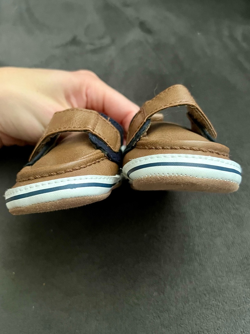 Just One You Carter’s Baby Boy Boat Shoes 3-6M Brown Navy - Picture 6 of 8